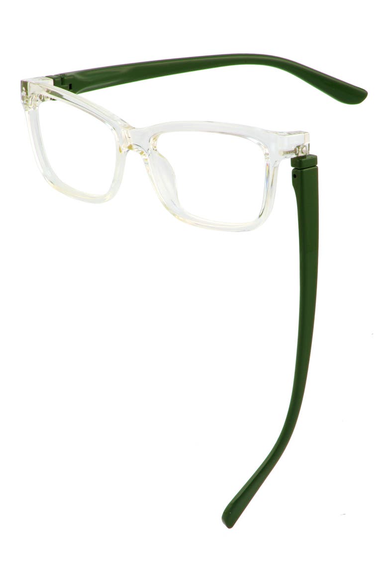 The Erin 47mm Reading Glasses, Alternate, color, CRYSTAL ICE/ FOREST GREEN