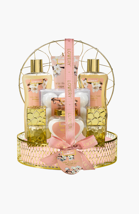White Rose and Jasmine Bath And Body Gift Basket