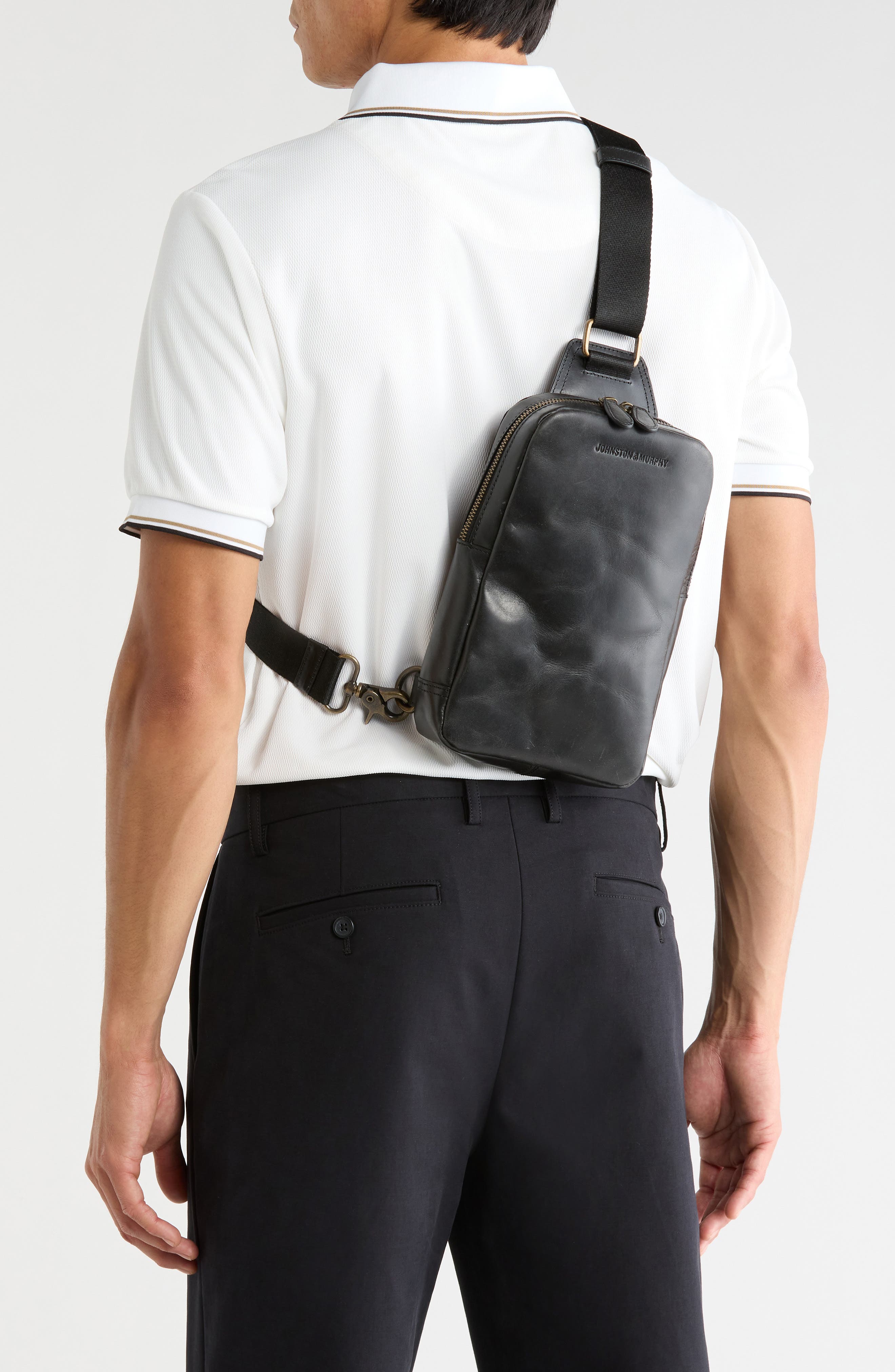 Hunter Glazed Sling Bag, Alternate, color, BLACK