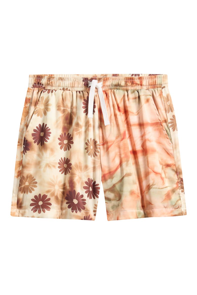Daisy Colorblock Shorts, Alternate, color, ORANGE