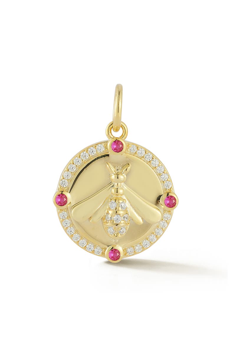 Bee Cubic Zirconia Charm, Main, color, RED GOLD