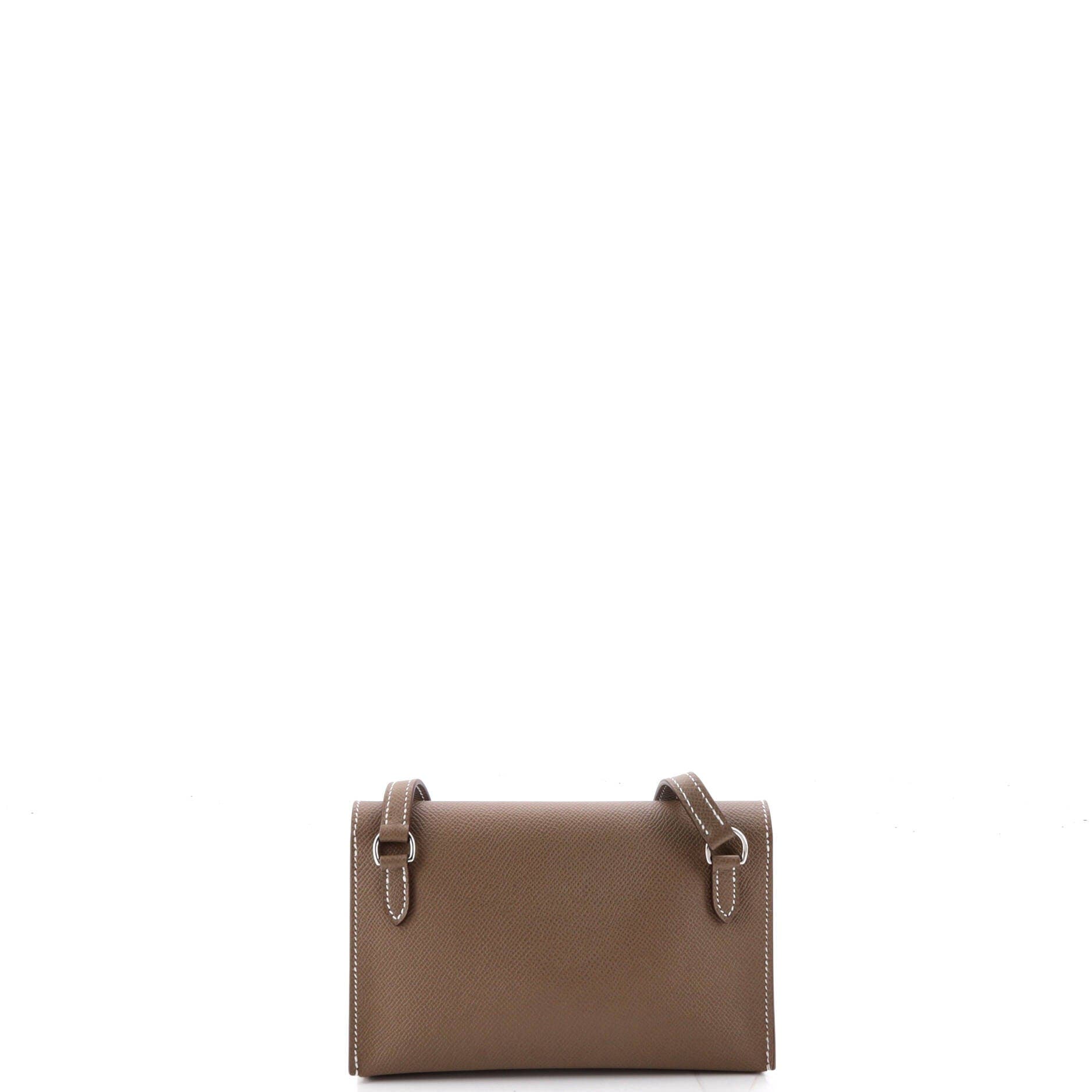 Pre-Owned Hermes Hermesnap Wallet Bag Epsom, Alternate, color, Etoupe