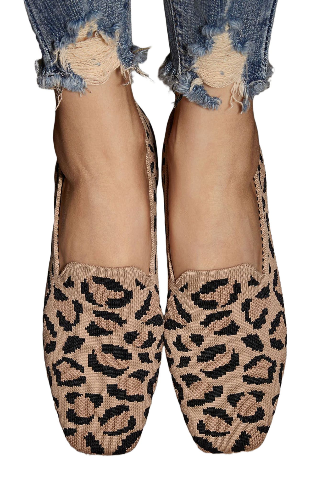 VIVAIA Water-Repellent Square-Toe Loafers, Alternate, color, Dark Leopard
