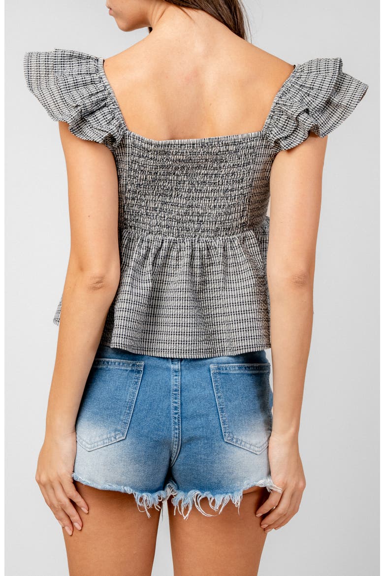 Ruffled Sleeve Babydoll Top, Alternate, color, BLACK
