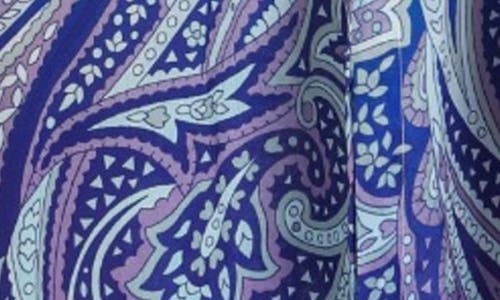 Apny Print Sleeveless Maxi Shirtdress In Aqua/purple Multi