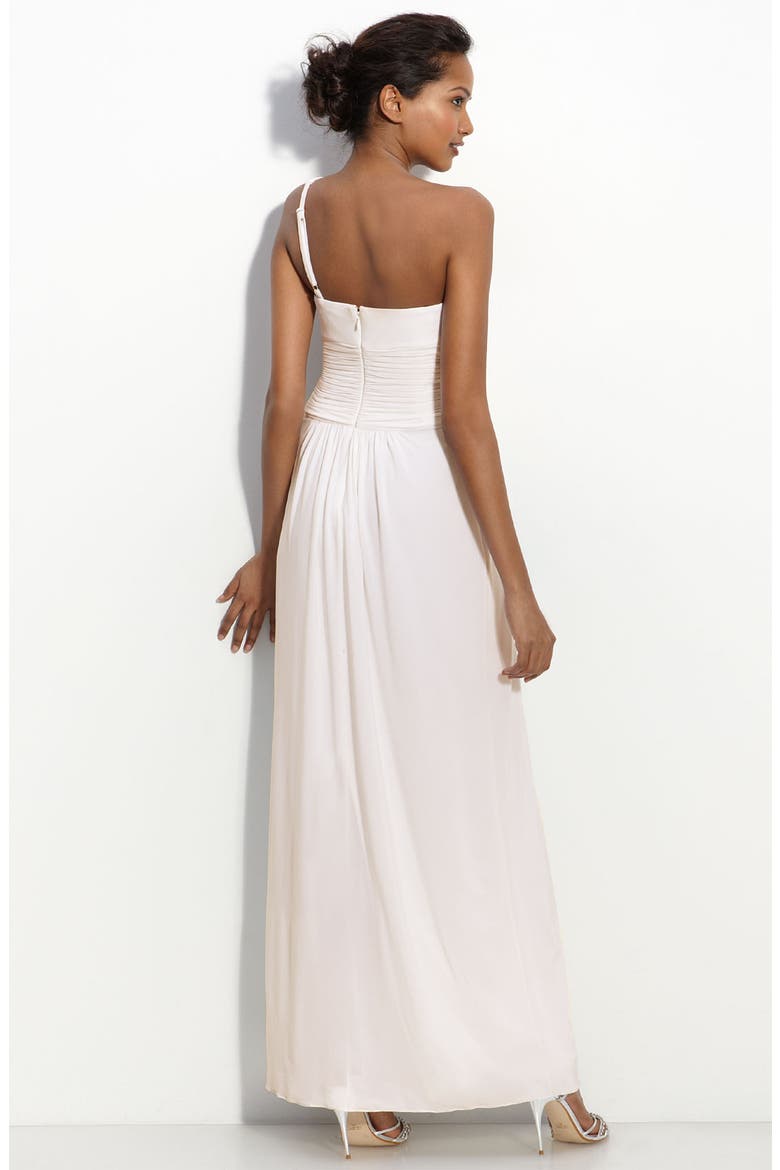 One-Shoulder Jersey Gown, Alternate, color, WHITE
