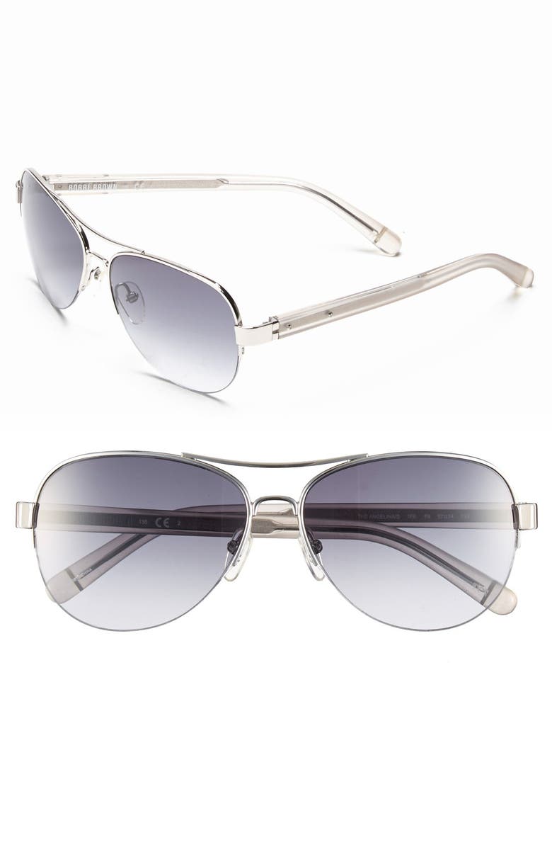 Bobbi Brown 'The Angelina' 57mm Aviator Sunglasses, Main, color, 