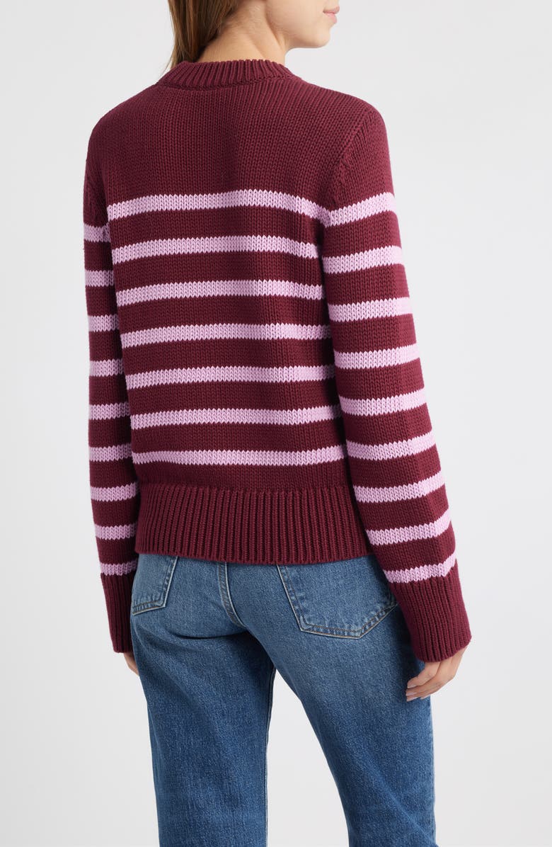 Rails Alise Stripe Crewneck Cotton Sweater, Alternate, color, Mulberry Stripe