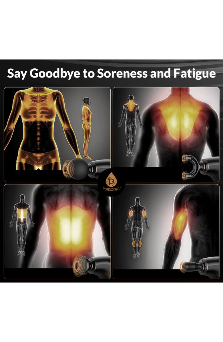 PURSONIC Ultimate Muscle Recovery Bundle Deep Tissue Massage Gun + Vibrating Massage Ball, Alternate, color, Black