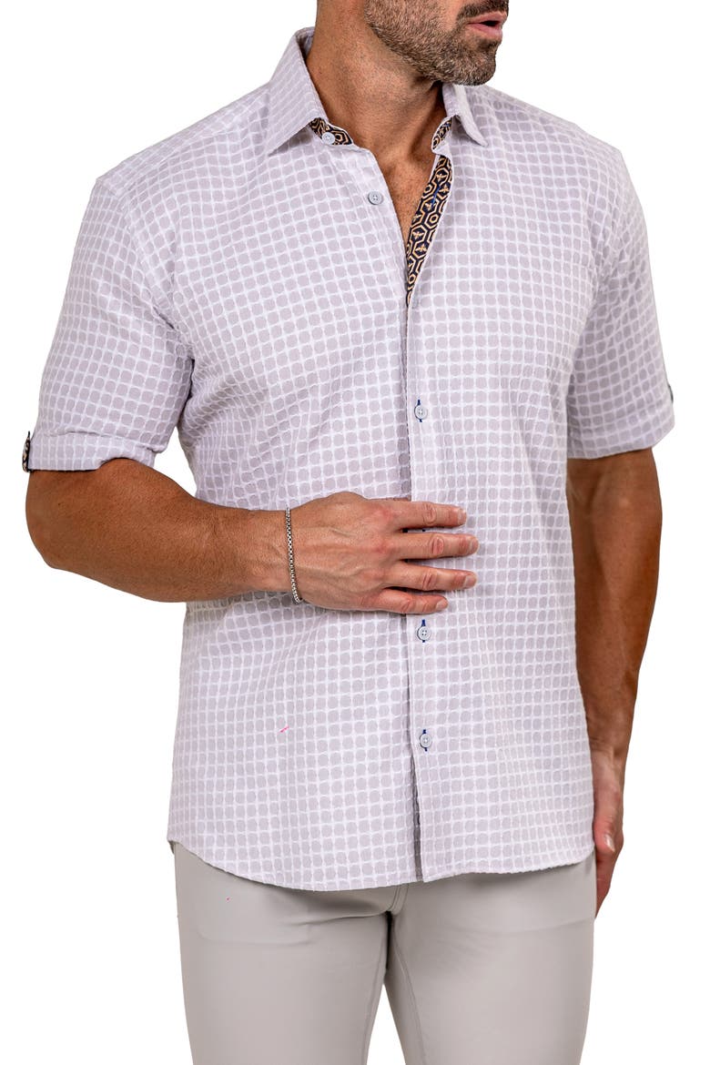 Galileo Marthy Short Sleeve Button-Up Shirt, Alternate, color, GREY