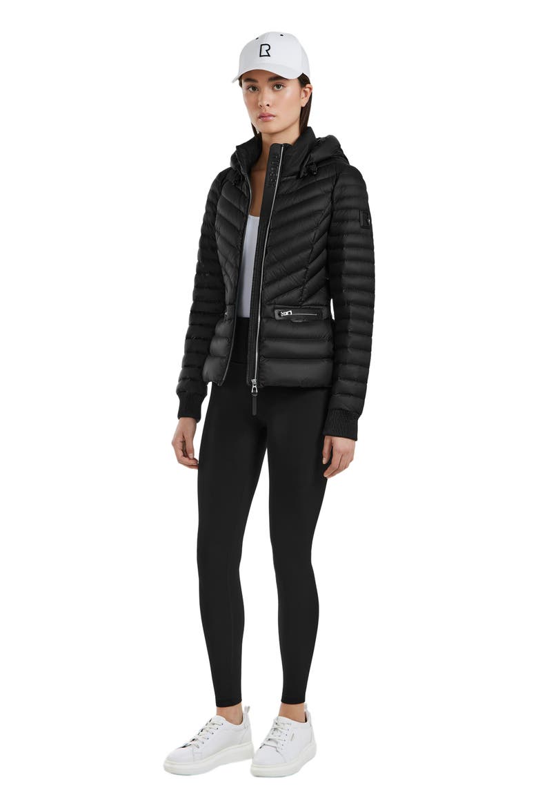 SCARLETT WOMEN'S QUILTED LIGHT DOWN JACKET WITH REMOVABLE BELT, Alternate, color, Black