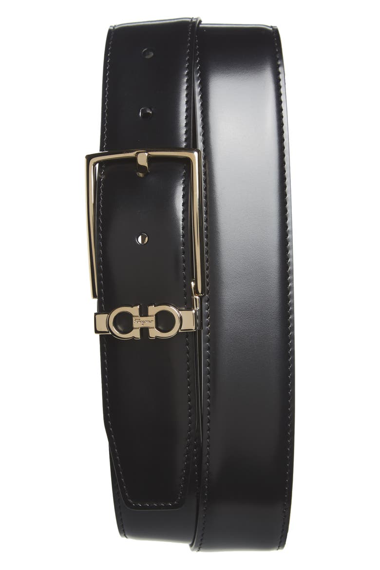 Salvatore Ferragamo Reversible Leather Belt, Main, color, NERO / T.MORO