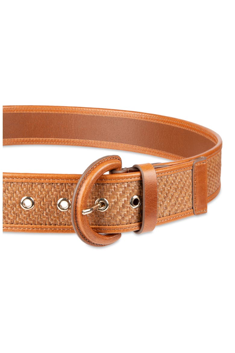 Leather Trim Raffia Belt, Alternate, color, TAN/ NATURAL