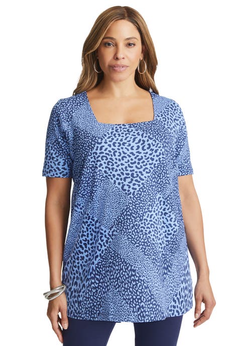 Stretch Cotton Square Neck Tunic (Plus)