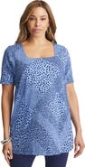 Jessica London Stretch Cotton Square Neck Tunic