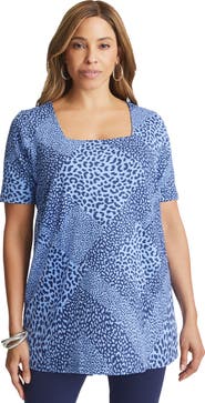 Jessica London Stretch Cotton Square Neck Tunic