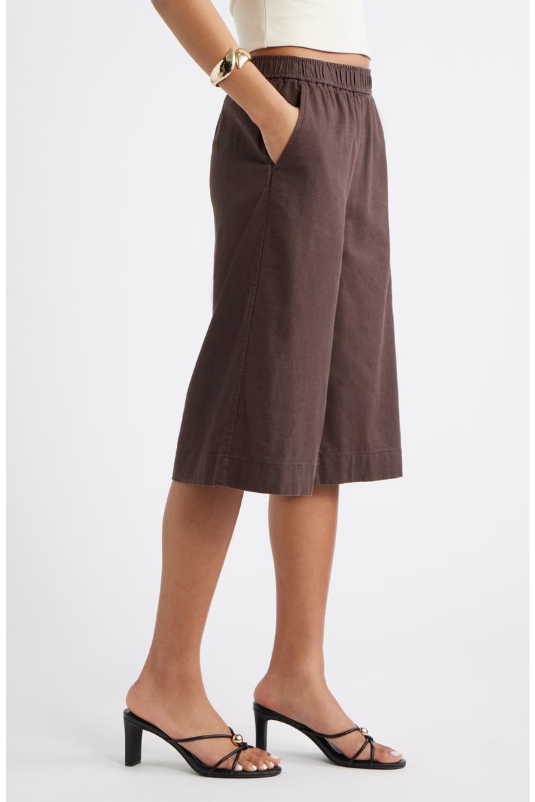 Linen Blend Culottes, Alternate, color, BROWN SEAL