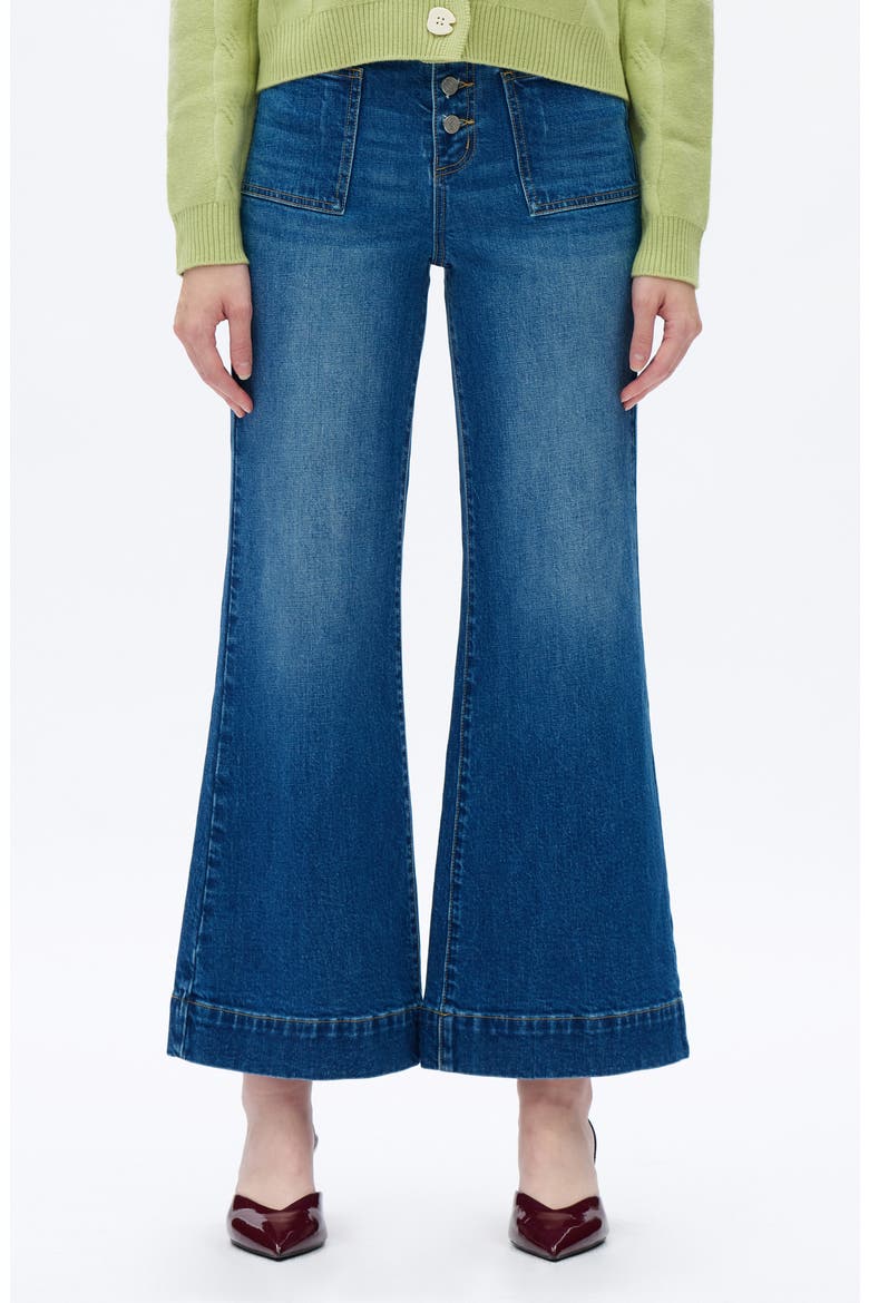 Exposed Button High Waist Wide Leg Jeans, Main, color, MEDIUM BLUE