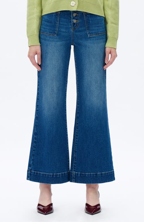 Bayeas Exposed Button High Waist Wide Leg Jeans In Blue