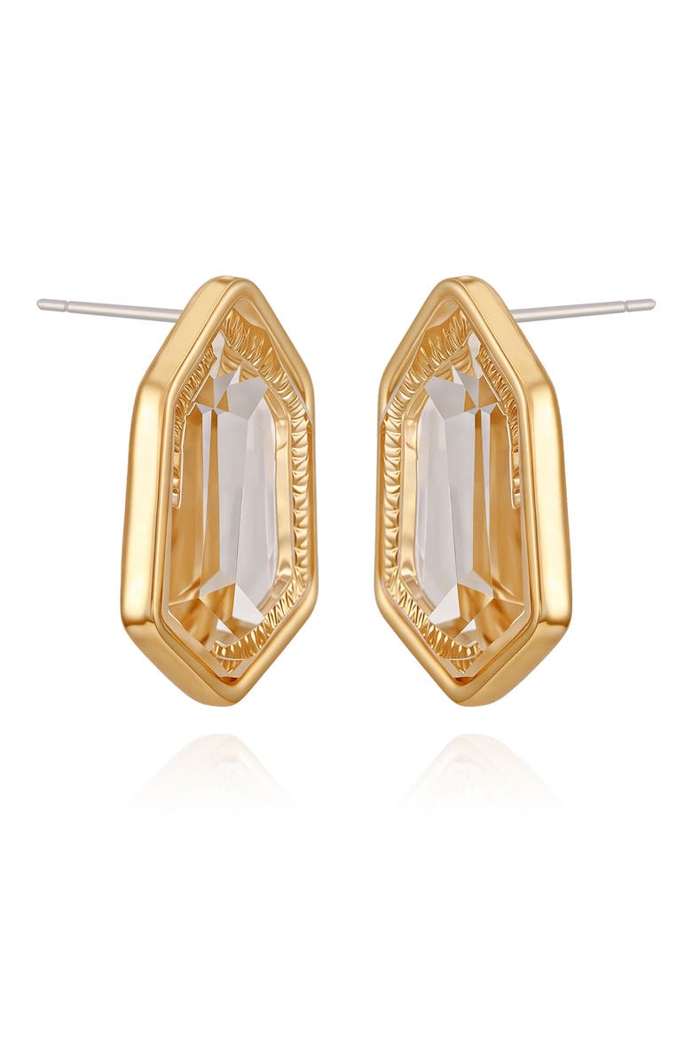Glass Stone Stud Earrings, Alternate, color, GOLD TONE/ GLASS