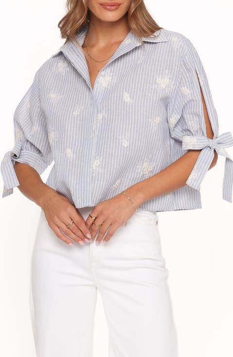 Floriana Embroidered Tie Sleeve Shirt