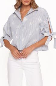 Petal & Pup Floriana Embroidered Tie Sleeve Shirt