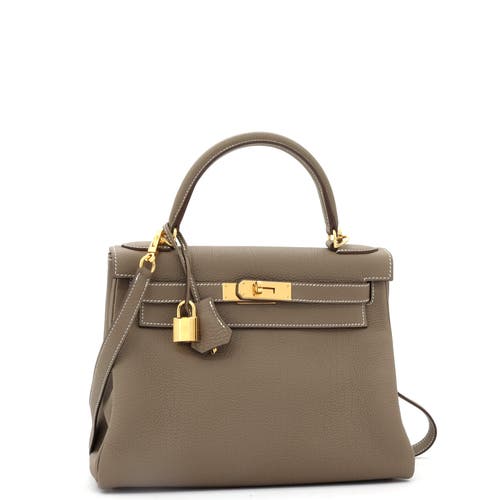 Pre-owned Hermes Hermes Kelly Handbag Grey Togo With Gold Hardware 28 In Brown