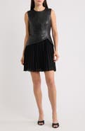Sam Edelman Pleated Skirt Sleeveless Faux Leather Dress