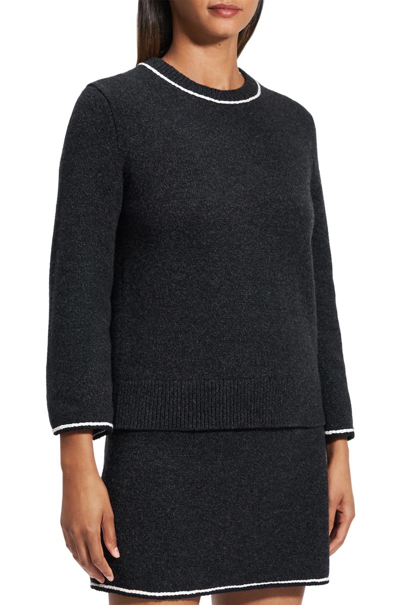 Theory Contrast Trim Wool & Cashmere Sweater, Alternate, color,