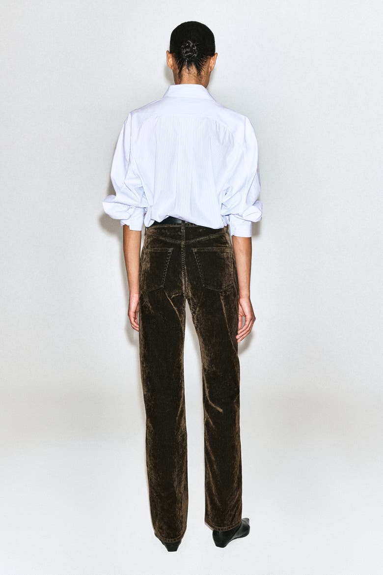 Chord Corduroy Straight-Leg Jeans, Alternate, color, BROWN