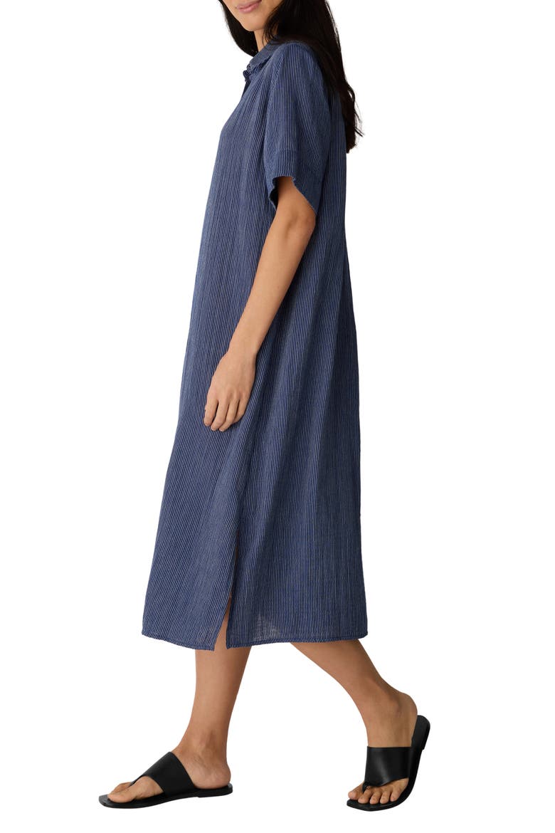 Stripe Organic Cotton Midi Shirtdress, Alternate, color, DEEP DIVE