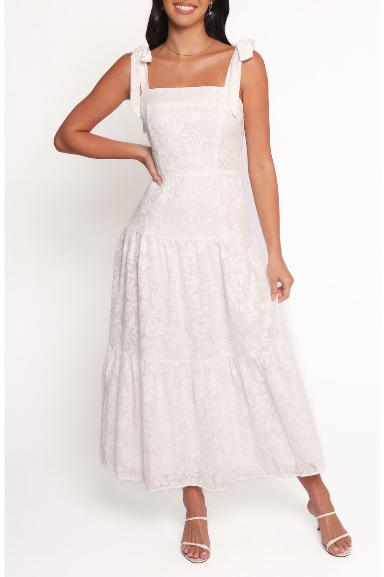 Lavinia Floral Tiered Sundress, Main, color, WHITE FLORAL