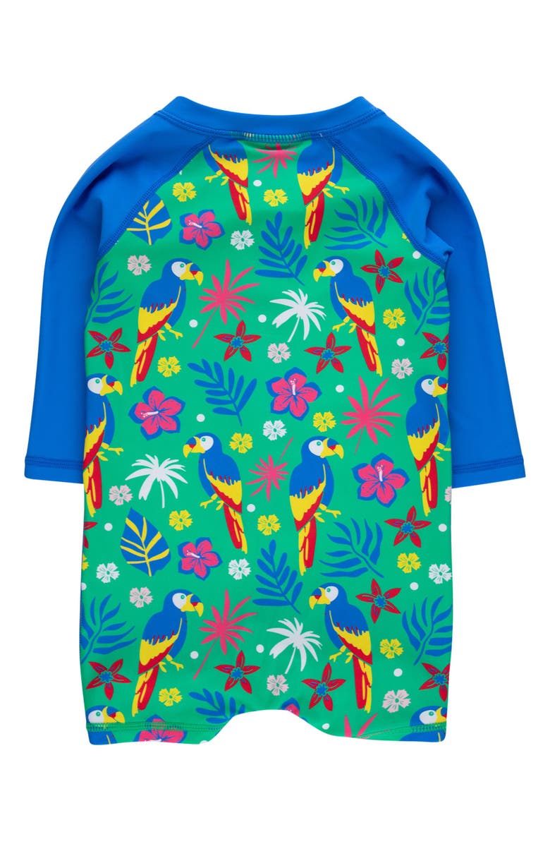 RuggedButts Boys Long Sleeve One Piece Rash Guard, Alternate, color, Parrot Palms