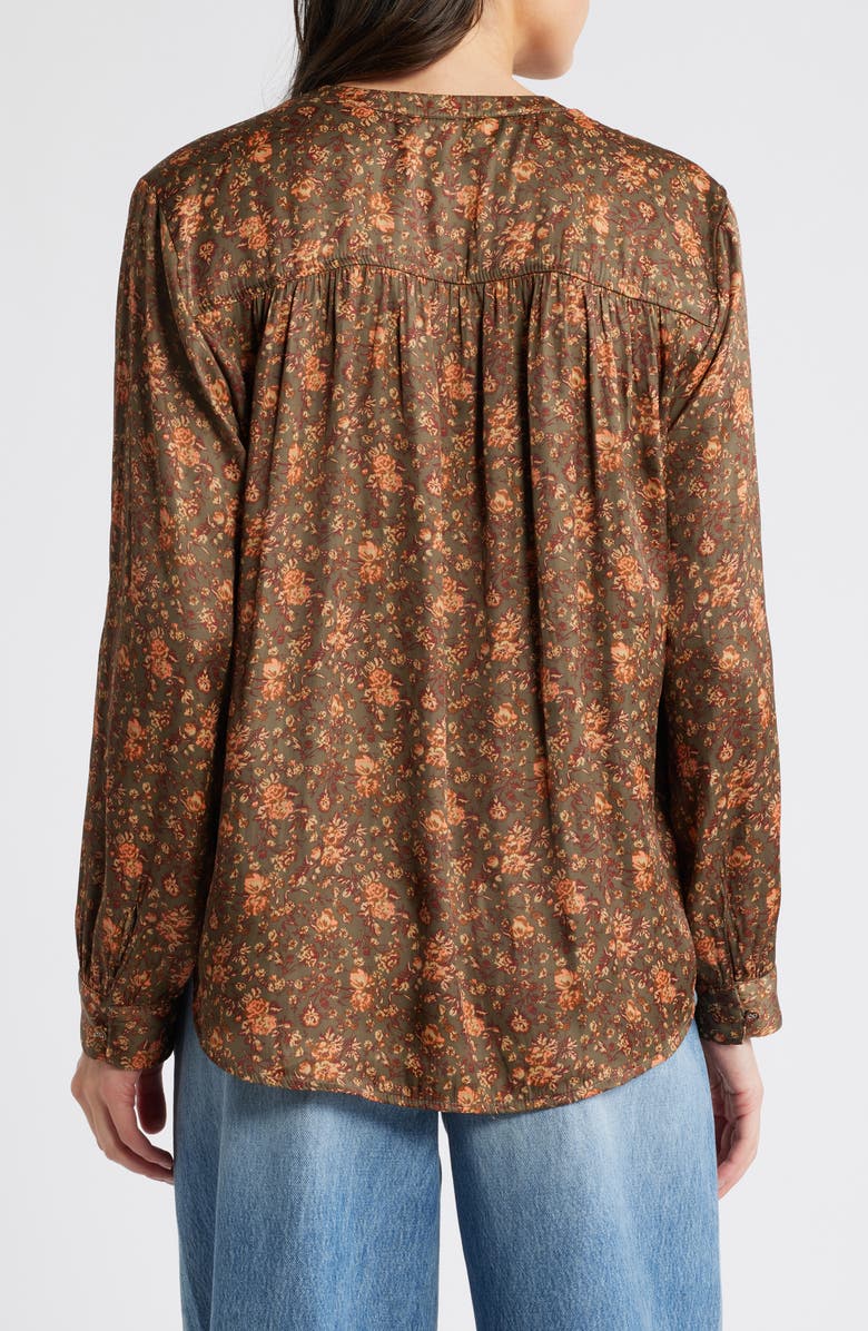 Treasure & Bond Drapey Long Sleeve Top, Alternate, color, Olive- Brown George Floral