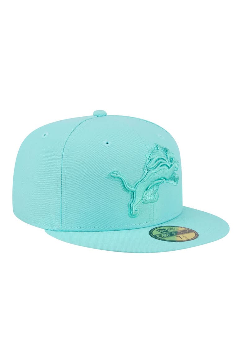 Men's New Era  Turquoise Detroit Lions Color Pack 59FIFTY Fitted Hat, Alternate, color, Turquoise