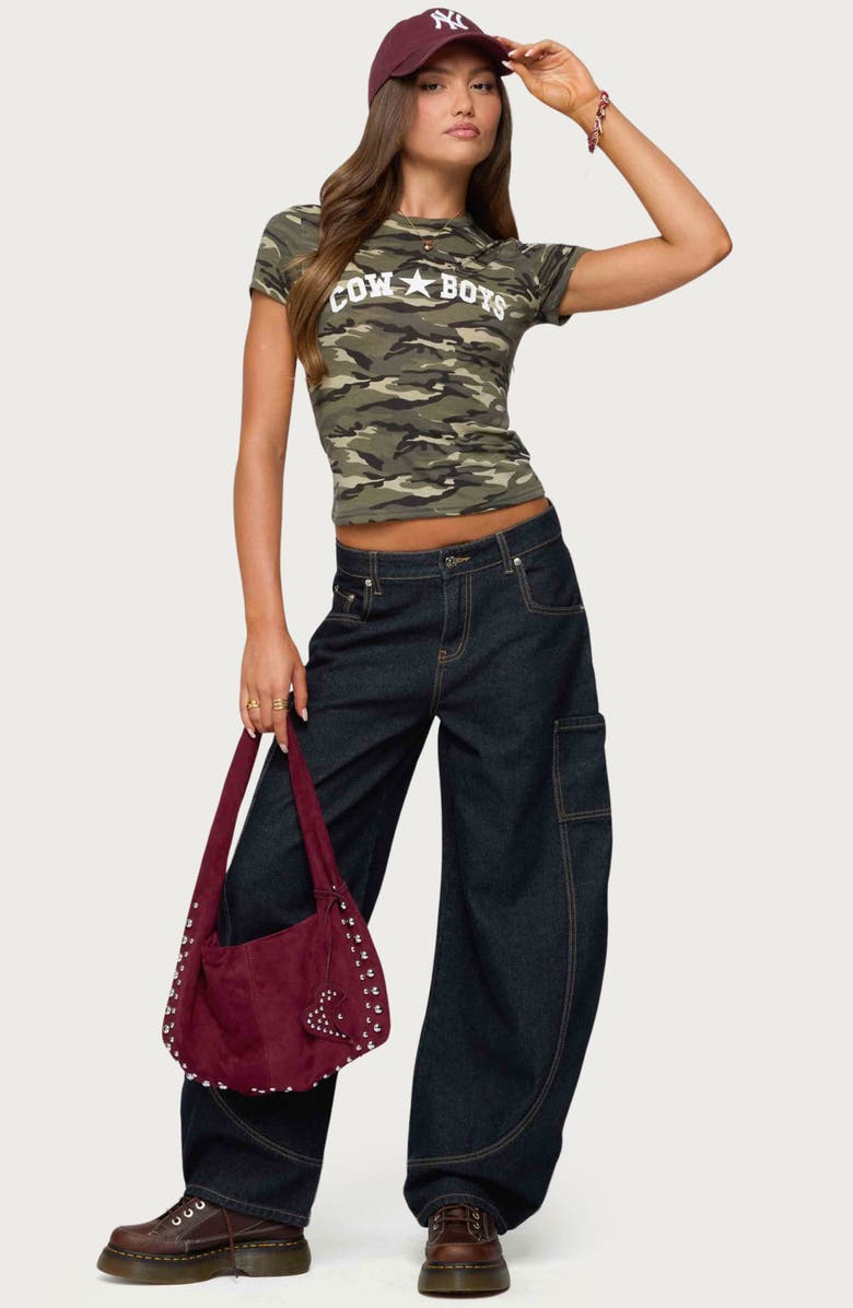 EDIKTED Nika Camo Cowboys T-Shirt, Alternate, color, Olive