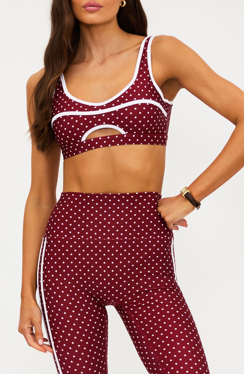 Beach Riot Moxie Sports Bra, Main, color, Crimson Dot