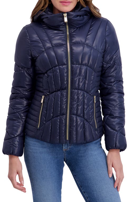 Kensie Hooded Puffer Jacket in Navy  product
