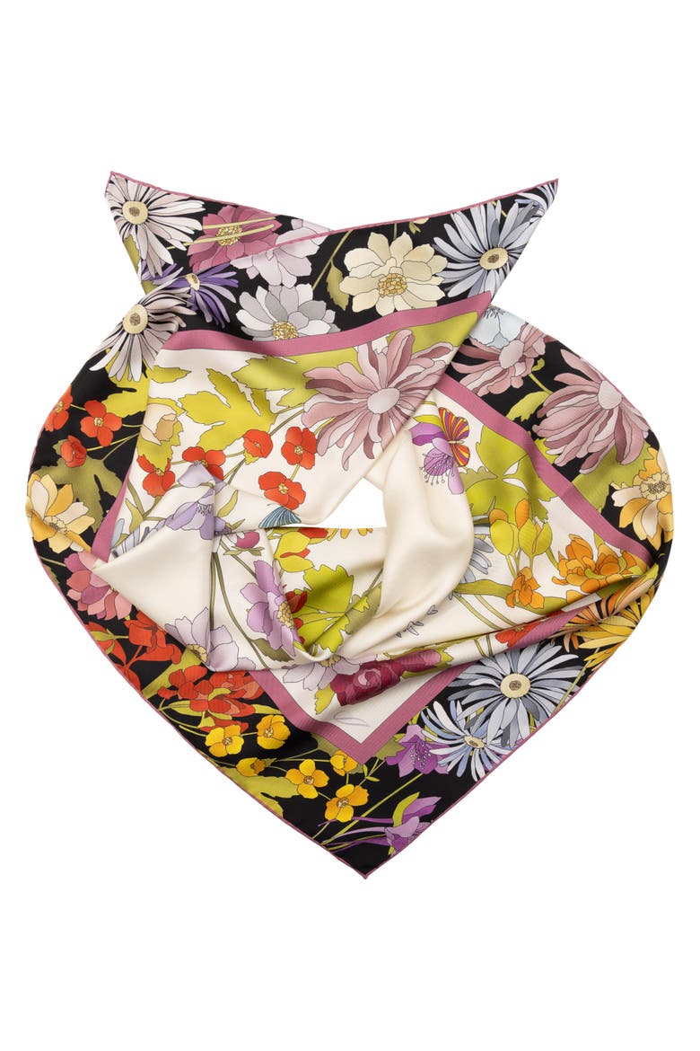 Carlotta - Hand Rolled Silk Foulard for Women, Alternate, color, Black