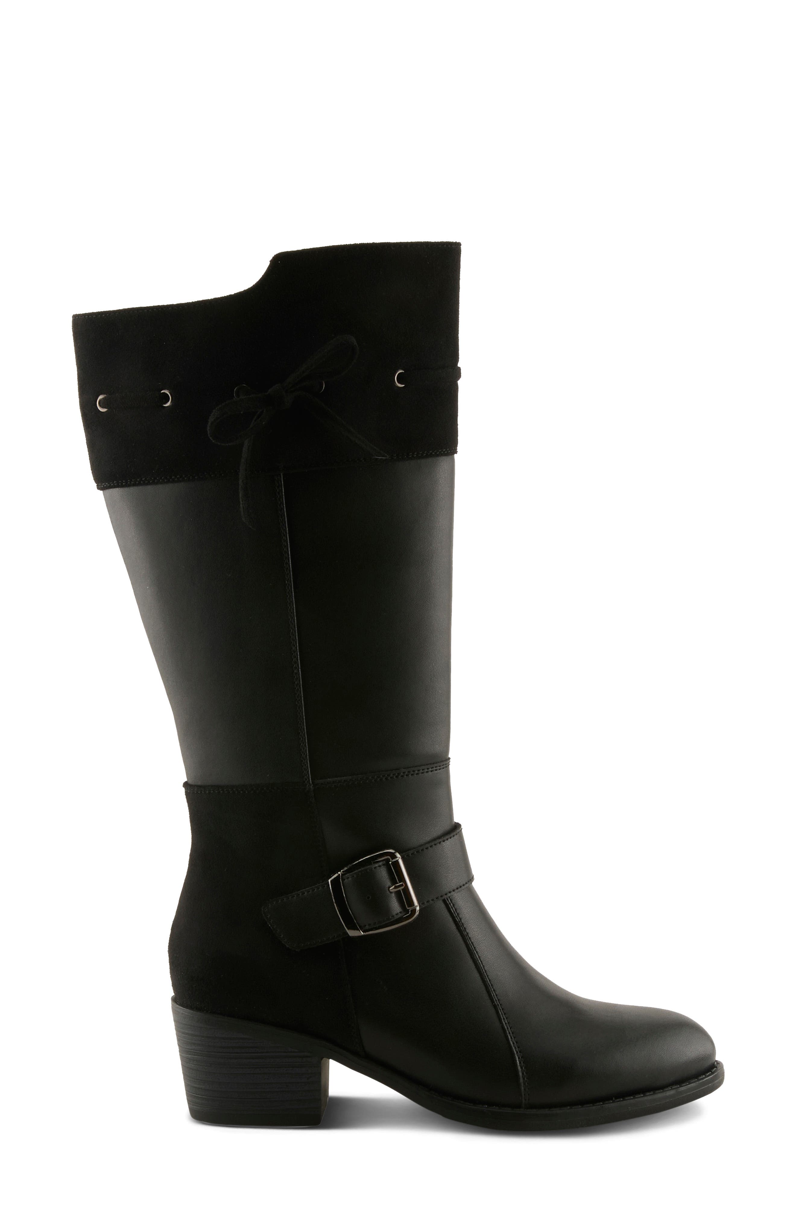 Velandra Leather Boot, Alternate, color, BLACK