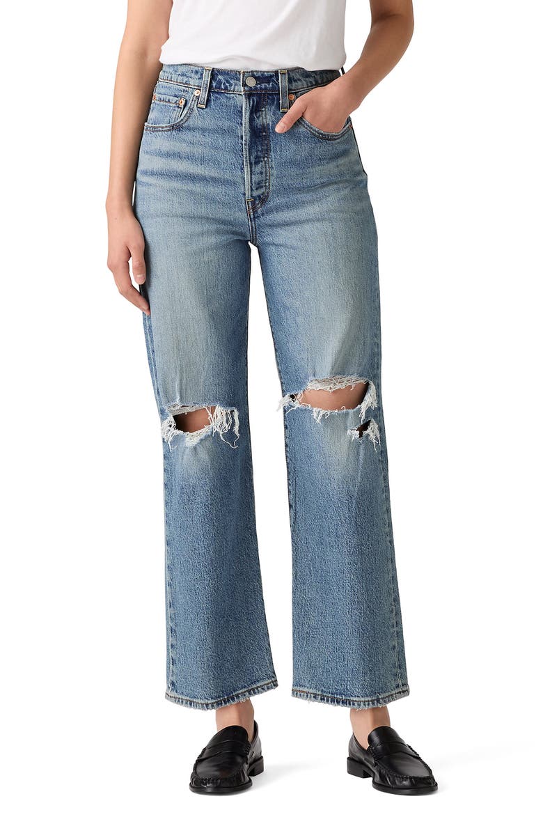 Levi's<sup>®</sup> Ribcage Ripped High Waist Ankle Straight Leg Jeans, Main, color, Queen Mother