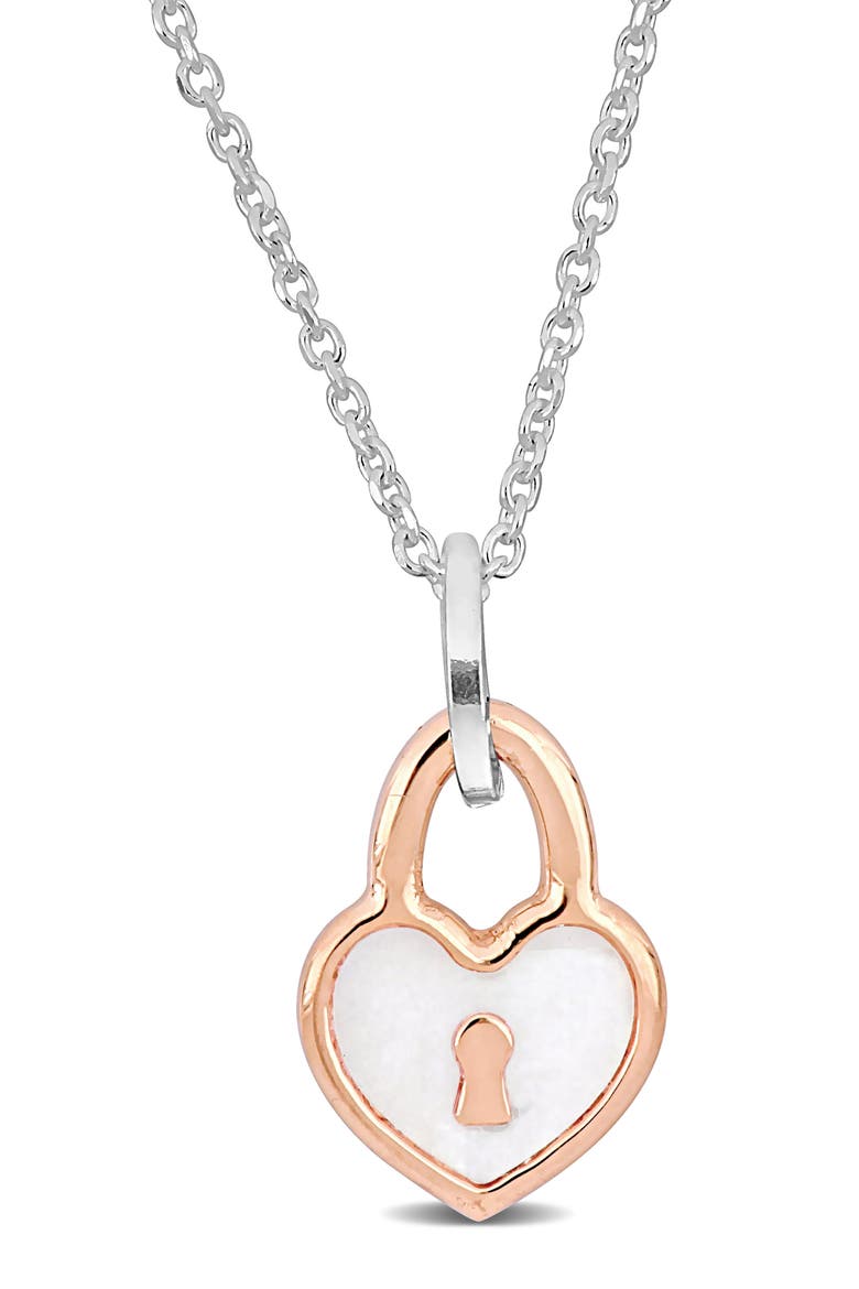 Enamel Heart Locket Pendant Necklace, Main, color, ROSE