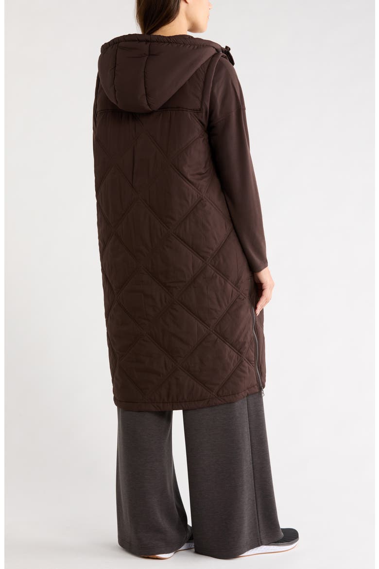 Long Hooded Puffer Vest, Alternate, color, BROWN MOLE