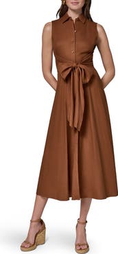 Donna Karan New York Sleeveless Linen Blend Shirtdress