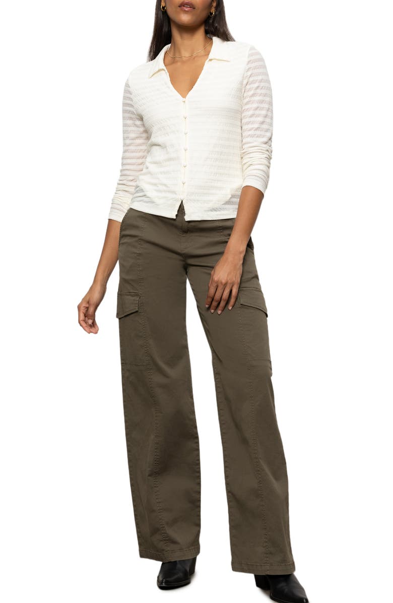 Sanctuary Stretch Lace Button-Up Shirt, Alternate, color, 