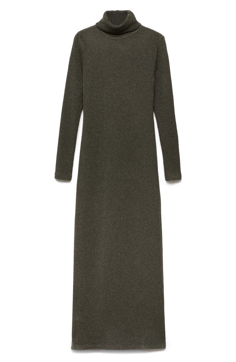 MANGO Turtleneck Long Sleeve Cotton Blend Maxi Dress, Alternate, color, Green