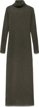 MANGO Turtleneck Long Sleeve Cotton Blend Maxi Dress
