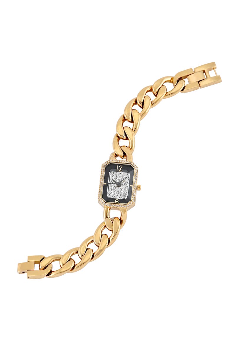 Rectangular Crystal Studded Link Watch- 30x23MM, Alternate, color, Gold