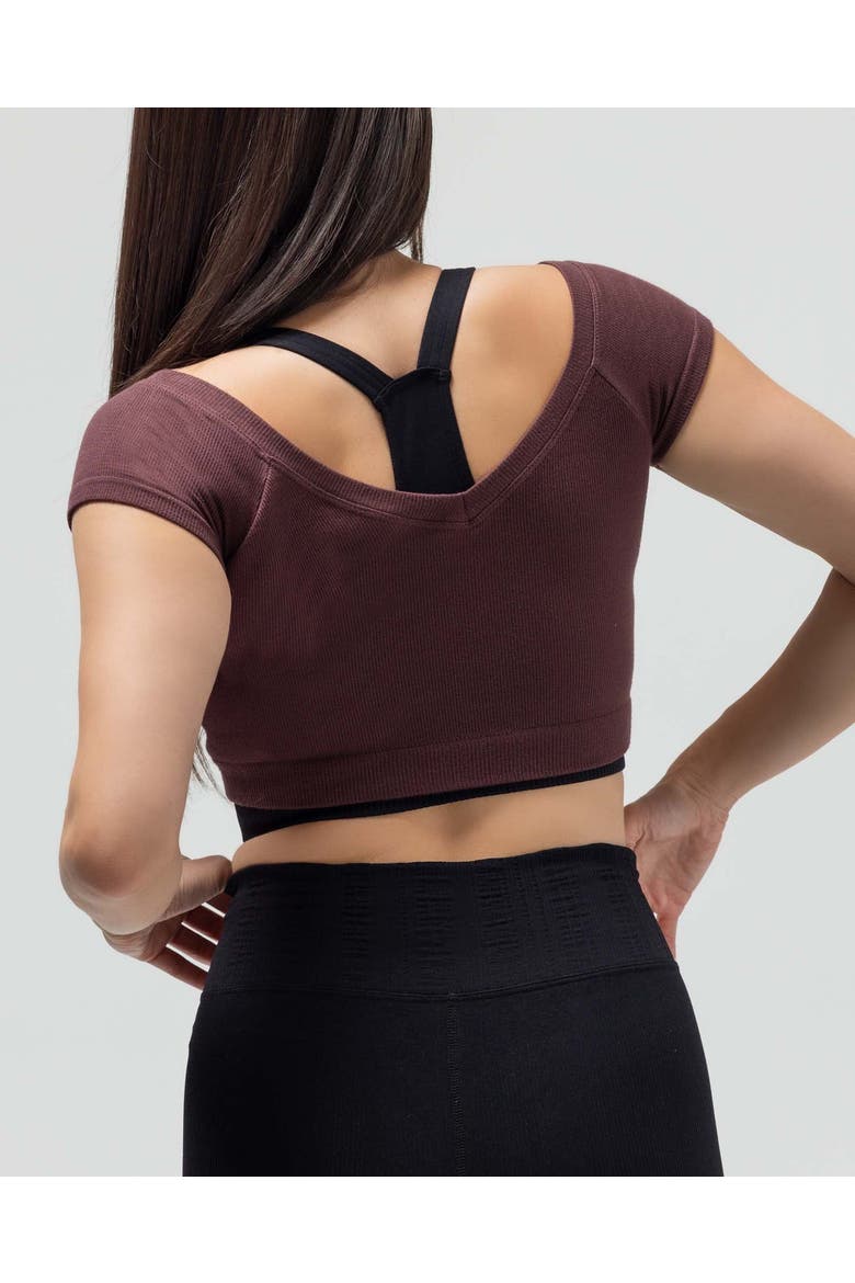 Ribbed Cap Sleeve Crop Top, Alternate, color, MAPLE