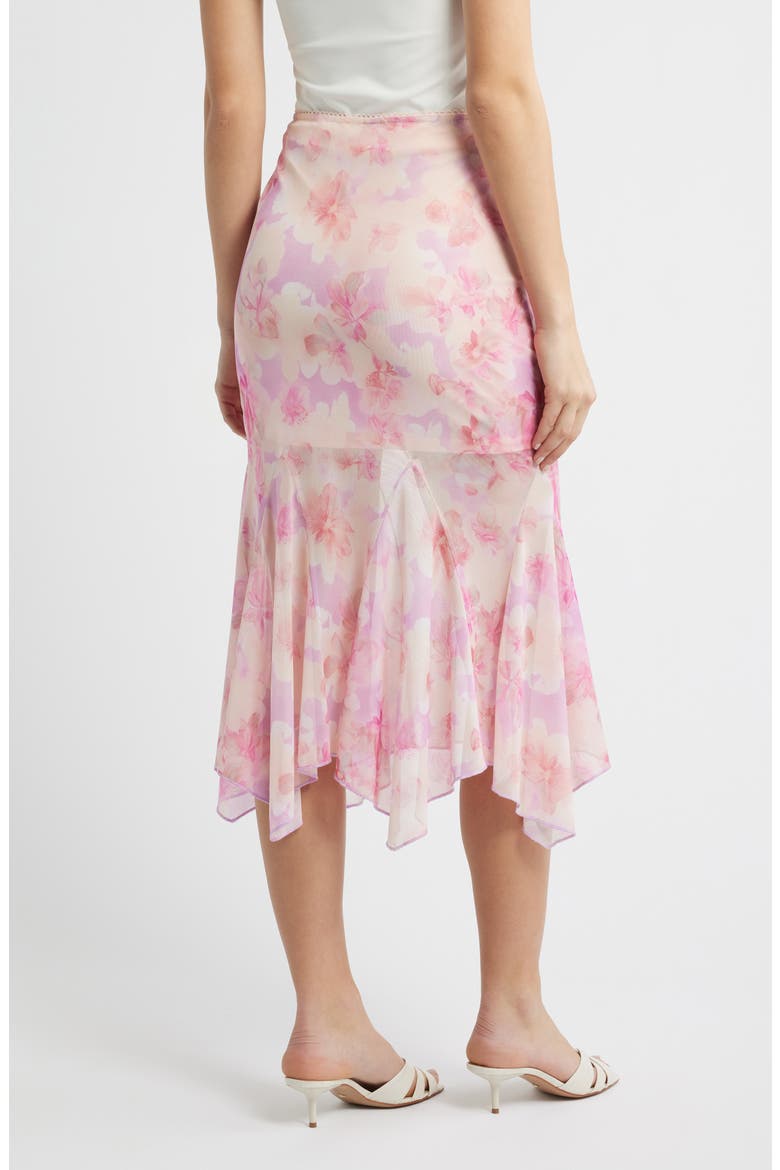 Floral Chiffon Handkerchief Midi Skirt, Alternate, color, PINK FLORAL